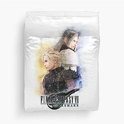 Watercolor portrait of Cloud Strife and Sephiroth Duvet Cover