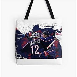 The Sergei Bobrovsky and Nick Foligno All Over Print Tote Bag