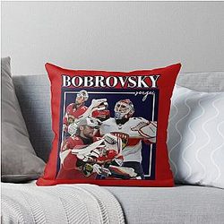 Sergei Bobrovsky Retro Design Throw Pillow