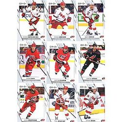 2023-24 O-Pee-Chee Veterans Carolina Hurricanes Team Set of 18 Cards - Sebastian Aho (#3), Martin Necas (#57), Max Pacioretty (#60), Pyotr Kochetkov (#63), Andrei Svechnikov (#114), Seth Jarvis (#125), Brent Burns (#141), Jordan Martinook (#220), Brady Skjei (#234), Jordan Staal (#254), Jalen Chatfield (#267), Paul Stastny (#270), Ethan Bear (#284), Jaccob Slavin (#316), Brett Pesce (#355), Jesper Fast (#365), Jesperi Kotkaniemi (#402), Stefan Noesen (#475) plus more Sportscard Superstore