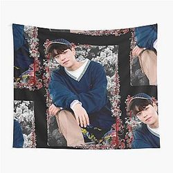Kim Seungmin Stray Kids Korean Kpop Floral Design Tapestry