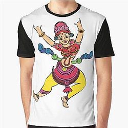 Lord's Gopika Sevika or lady servants have drawn in Indian folk art Kalamkari style Graphic T-Shirt