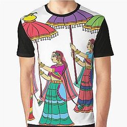 Gopika or Sevika, Lord's servant drawn in Indian folk art form Kalamkari Graphic T-Shirt