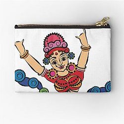 Lord's Gopika or lady servants have drawn in Indian folk art Kalamkari style Zipper Pouch
