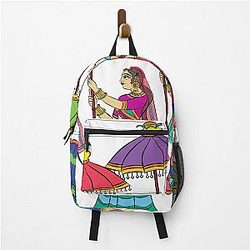 Gopika or Lord's Servant Drawn in Indian Folk Art Form Kalamkari Backpack