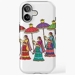 Gopika or Sevika, lord's servant drawn in Indian folk art form Kalamkari iPhone Tough Case