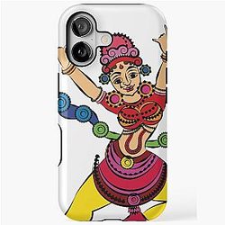 Lord's Gopika Sevika or lady servants have drawn in Indian folk art, Kalamkari style. iPhone Tough Case