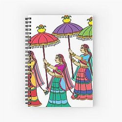 Gopika or Lord's Servant, Drawn in Indian Folk Art Form Kalamkari Notebook