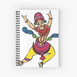Lord's Gopika or Sevika have been drawn in Indian folk art Kalamkari style Spiral Notebook