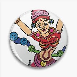 Lord's Gopika or lady servants have drawn in Indian folk art Kalamkari style.