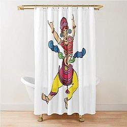 Lord's Gopika, Sevika or Lady Servants in Indian Folk Art, Kalamkari Style Shower Curtain