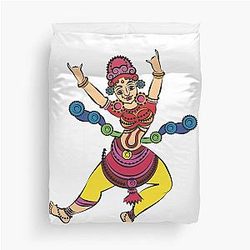 Lord's Gopika, Sevika of Indian folk art, Kalamkari style Duvet Cover