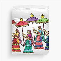 Gopika or Lord's Servant, drawn in Indian folk art form Kalamkari Duvet Cover