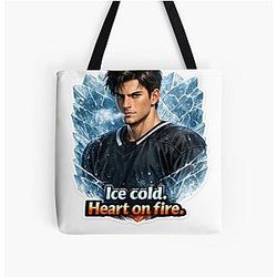 Shane Hollander Ice Cold Heart on Fire Heated Rivalry Fanart Illustration All Over Print Tote Bag