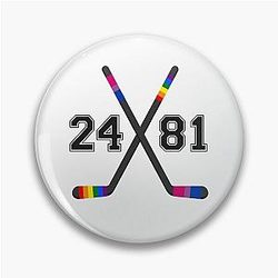 Shane Hollander and Ilya Rozanov Pride Hockey Sticks Heated Rivalry Pin