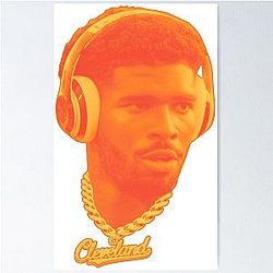 Shedeur Sanders Cleveland Browns Necklace Headshot Poster