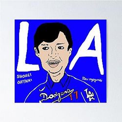 Shohei Ohtani Los Angeles Dodgers Blue MLB Poster