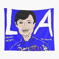 Shohei Ohtani Los Angeles Dodgers Blue MLB Tapestry
