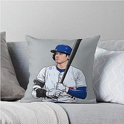 Shohei Ohtani at Baseball Legend Illustration Throw Pillow