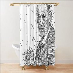 Sigmund Freud ink portrait Shower Curtain