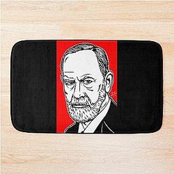 Sigmund Freud ink acrylic portrait Bath Mat