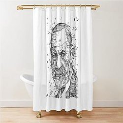 Sigmund Freud Ink Portrait Shower Curtain