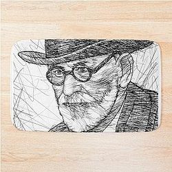 Sigmund Freud ink portrait bathroom mat