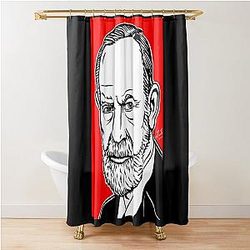 Sigmund Freud Ink Acrylic Portrait Shower Curtain