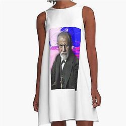 Sigmund Freud Artwork - Sigmund Freud Portrait Wall Art A-Line Dress