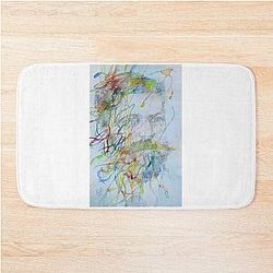 Sigmund Freud Watercolor and Acrylic Portrait Bath Mat
