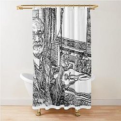 Sigmund Freud ink portrait  shower curtain