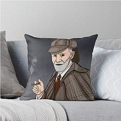 Sigmund Freud and Sherlock Holmes Throw Pillow