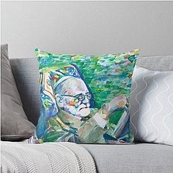 Sigmund Freud Watercolor Portrait Throw Pillow