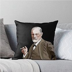 Illustration of Sigmund Freud founder of psychoanalysis pillow