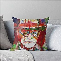 Sigmund Freud Watercolor Portrait Throw Pillow