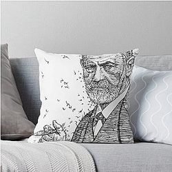 Sigmund Freud Ink Portrait Throw Pillow