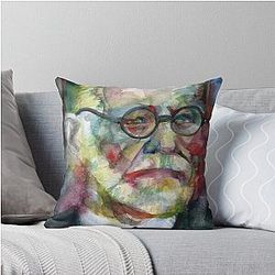 Sigmund Freud watercolor portrait Throw Pillow