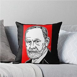 Sigmund Freud Ink Portrait Throw Pillow