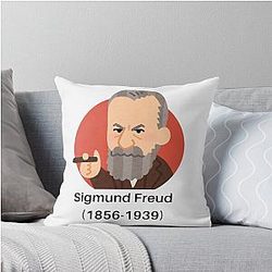 Sigmund Freud Cartoon Throw Pillow