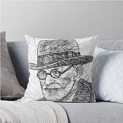 Sigmund Freud ink portrait Throw Pillow