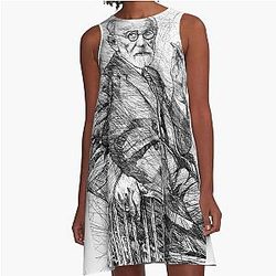 Sigmund Freud pencil portrait A-line Dress