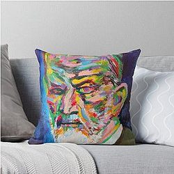 Sigmund Freud, Acrylic Portrait, Throw Pillow