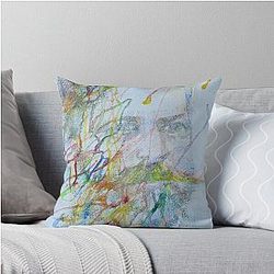 Sigmund Freud watercolor and portrait Throw Pillow