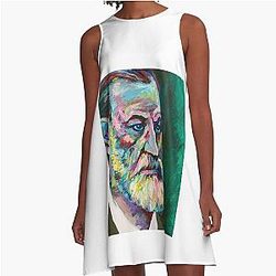 Sigmund Freud acrylic portrait A-Line Dress