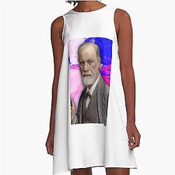 Sigmund Freud Artwork - Sigmund Freud Portrait - Sigmund Freud Wall Art A-Line Dress