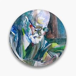 Sigmund Freud Watercolor Portrait Pin