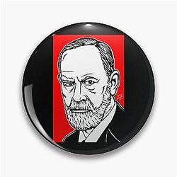 Sigmund Freud ink and acrylic portrait Pin