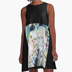 Sigmund Freud - Watercolor Portrait A-Line Dress