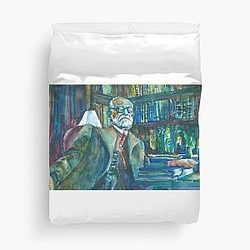 Sigmund Freud in his studio - watercolor portrait Duvet Cover