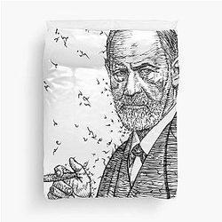 Sigmund Freud Ink Portrait Duvet Cover